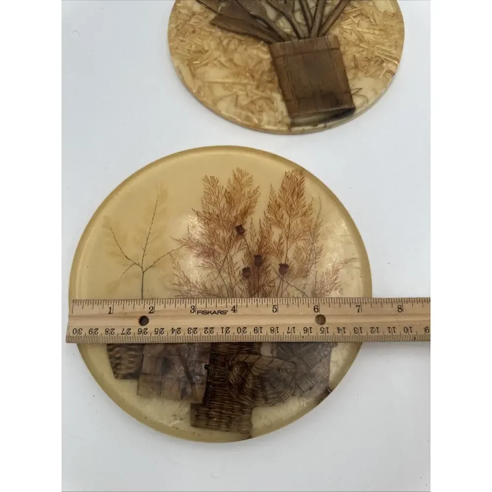 Set Of 2, 70’s Trivets -Hotplates Acrylic Wood Work Design